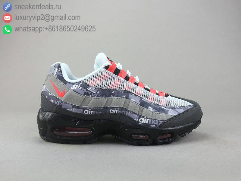 NIKE AIR MAX 95 PRNT GREY BLACK RED UNISEX RUNNING SHOES